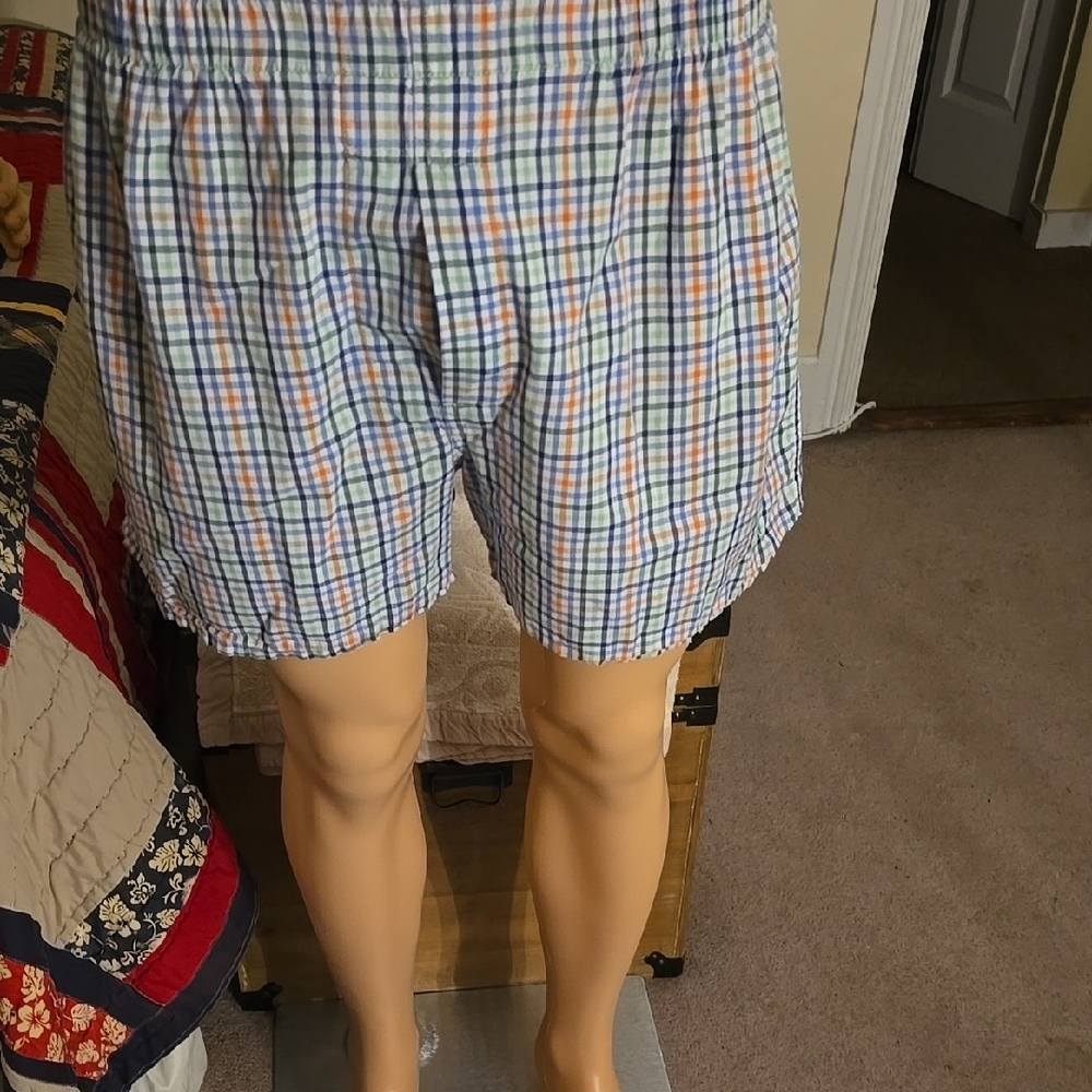 Plaid Boxer Shorts - Blue, Orange, White